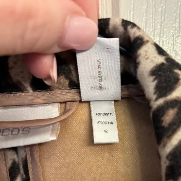 Chico’s Leopard Pattern Coat w/ Belt Women’s Size 2 Statement Bold RN #79984 - Picture 12 of 13